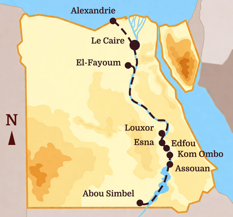 Circuit Alexandrie Abu Simbel avec une croisière en dahabeya